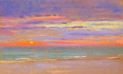 Camille Leblond » pastels » Coucher de soleil aux Saintes Maries II